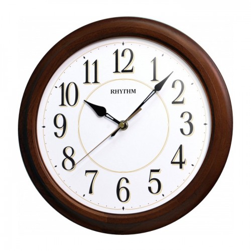 Rhythm (Japan)- Convex Glass, Silent Silky Move Wooden Case / Brown Case Dimension- 30 x 30 x 4.6cms / 680 g