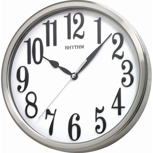 Rhythm(Japan) 3D Numerals Silent Silky Move Metal Case Wall Clock Ø34.8x5.4cm