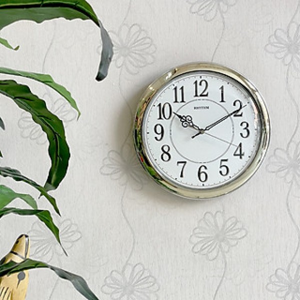 Rhythm (Japan) Plastic Case Silent Silky Move, Convex Glass, Golden Dial Plastic Case Dimension - ?30.3x30.3x4.2cms / 720g