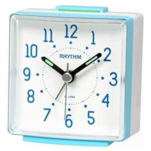 Rhythm (Japan) Plastic Case, 4 Steps Increasing Beep Alarm, Silent Silky Move, Blue Case Dimension - ?6.2x6.6x3.3cms / 65g