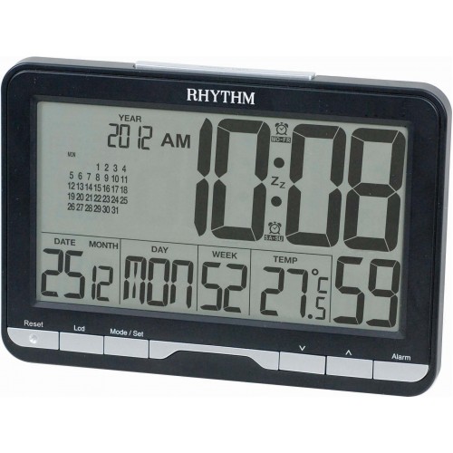 Rhythm(Japan) Digital Wall Table,4 Steps Beep Alarm, Snooze, LED Light LCD Clock 20.0x14.0x3.0cm