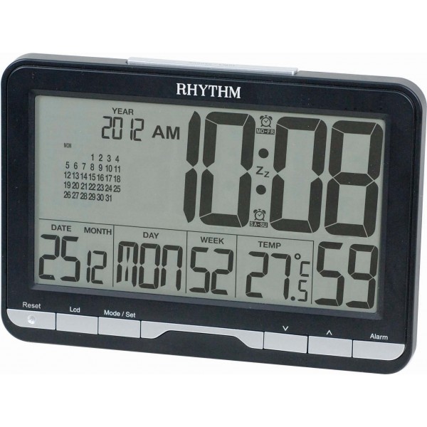 Rhythm(Japan) Digital Wall Table,4 Steps Beep Alarm, Snooze, LED Light LCD Clock 20.0x14.0x3.0cm