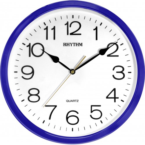 Rhythm (japan) basic wall clocks 3d numerials dark blue case