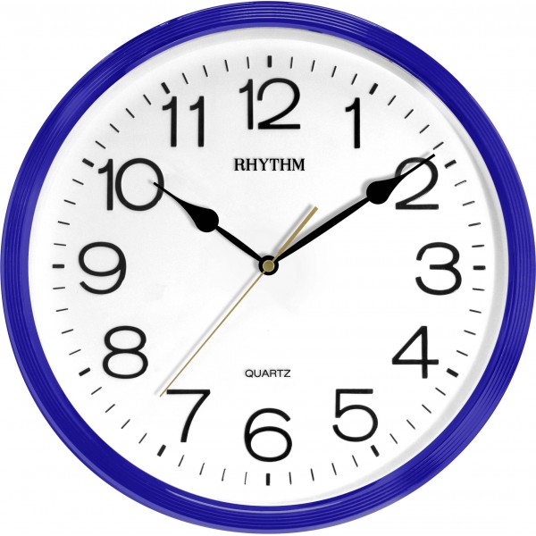 Rhythm (japan) basic wall clocks 3d numerials dark blue case