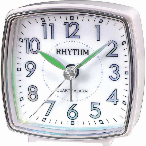 Rhythm Value Added Alarm Clock Beep Alarm,Hologram Dial,Silent Silky Move Analog (6.9x6.9x3.9cm)
