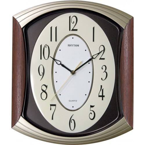 Rhythm Value Added Wall Clock 3D Numerals Woodgrain Case Silent Silky Move