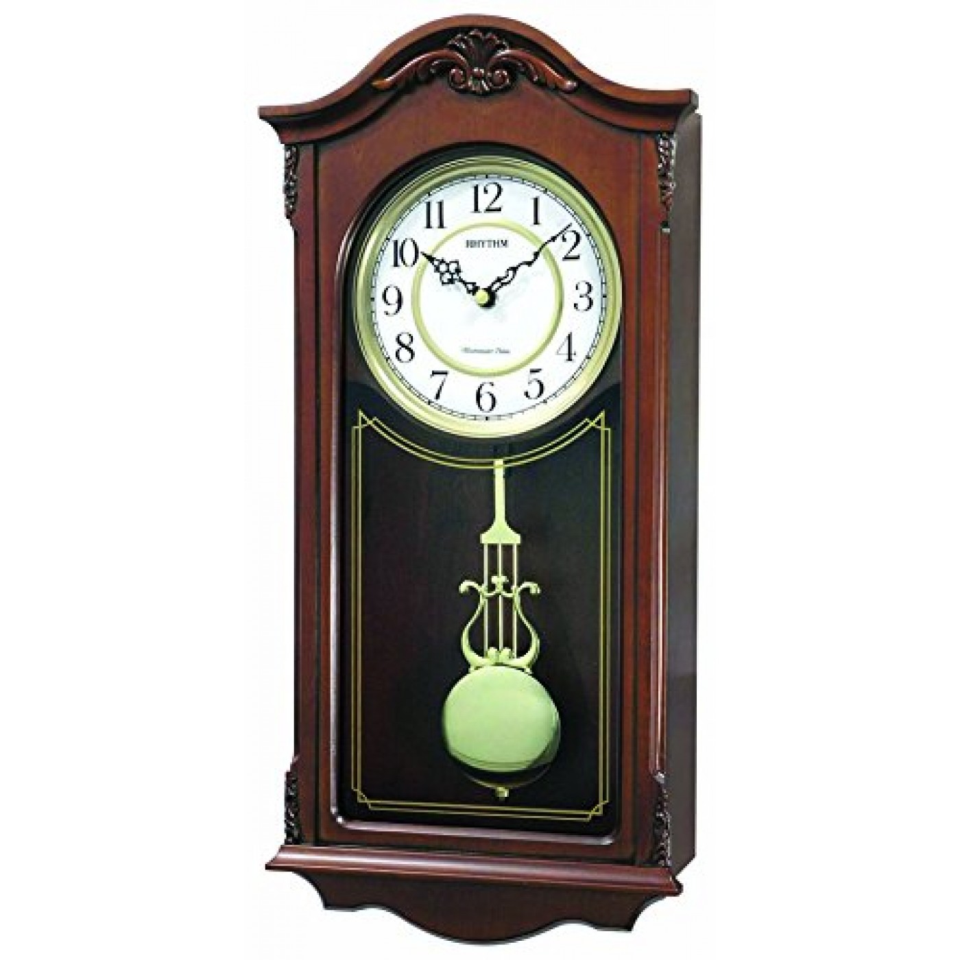 Rhythm Japan Westminster Chime And Strike Pendulum Wooden Wall Clock - Wooden Wall Clock With Pendulum