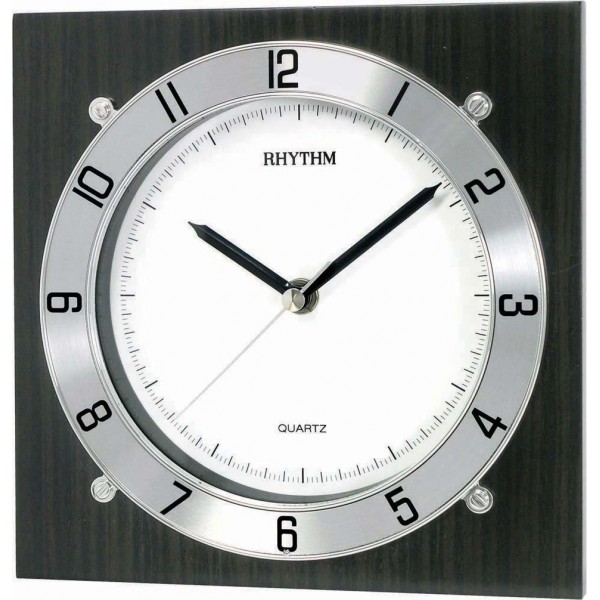 Rhythm Wooden Wall Clock Wall Or Table Type, Metal Dial Ring,Silent Silky Move Analog 
