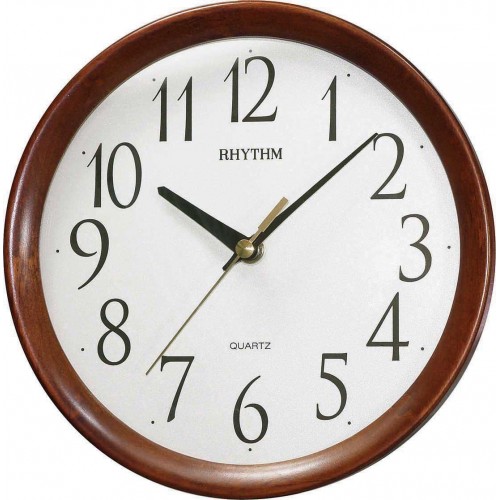 Rhythm Wooden Wall Clock Convex Glass,Silent Silky Move Analog
