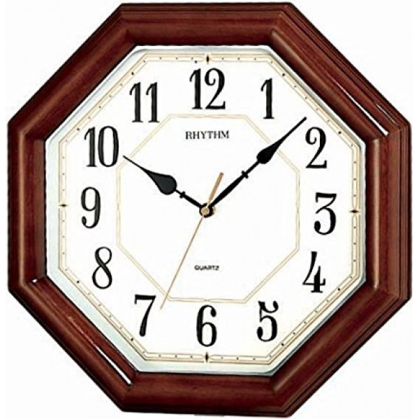 Rhythm Wooden Wall Clock Silent Silky Move Brown Rhythm Wooden Wall Clock Silent Silky Move Brown