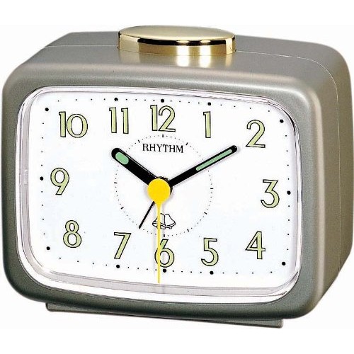 Rhythm Metalic gold sqaure Basic bell alarm clokcs 10x12x8Cm