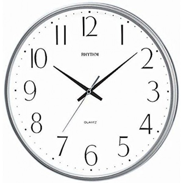 Rhythm Value Added Wall Clock Silent Silky Move Analog Silver