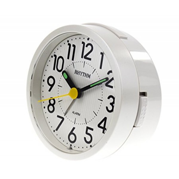 Rhythm Super Silent Alarm Clock 4 Steps Increasing Beep,Snooze,Light,Super Silent Move Analog 