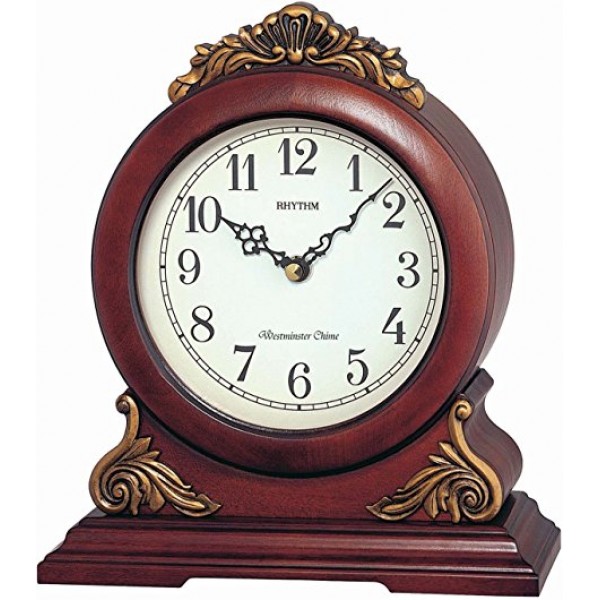 Rhythm SIP(Sound In Place) Wooden Table Clock Volume Control,Autonight Shut off