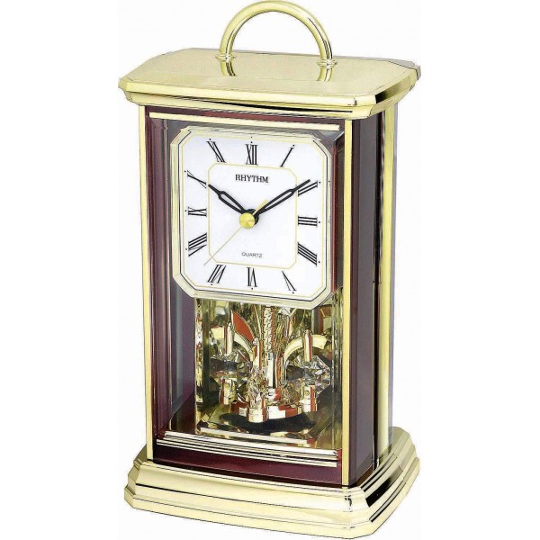 Rhythm (Japan) Rotating Type Pendulum, Plastic Case / Brown Case Clock Numerals, Silent Silky Move, Pearl Printing Dial Plastic Case ?14.3x25.5x10.1cms