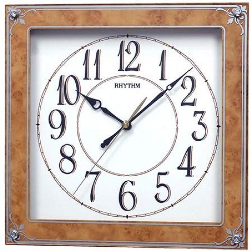 Rhythm(Japan) : Wooden Square Wall Clock,Mirror Finished Glass,Brown Case. Dimension : 29x29x5cms