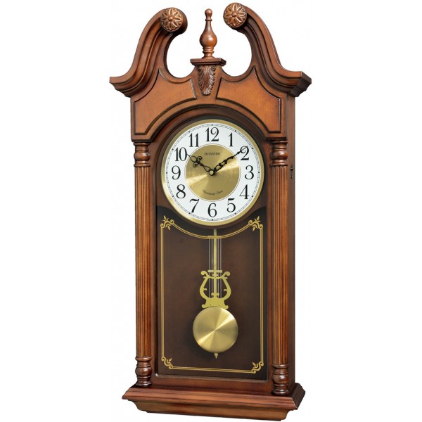 Rhythm (Japan) Brown Wood House Design Swinging Pendulum Westminster Chime Volume control Auto Night Shut Off musical with chiming clock in Metal pendulum Brown/ Wooden Case 31.8x67.5x13.0cms/4.3kg