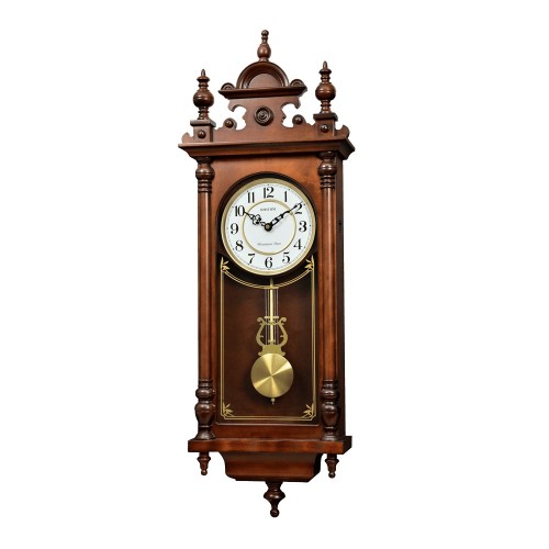 Rhythm (Japan) Brown Wood House Design Swinging Pendulum Westminster Chime Volume control Auto Night Shut Off musical with chiming clock in Metal pendulum Brown/ Wooden Case 28.0x80.0x12.0cms/3.75kg